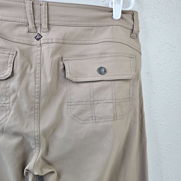 Prana Hiking Pants Womens 14 UPF 50+ Tan Straight Leg Adjustable Outdoor Utility - Picture 11 of 12